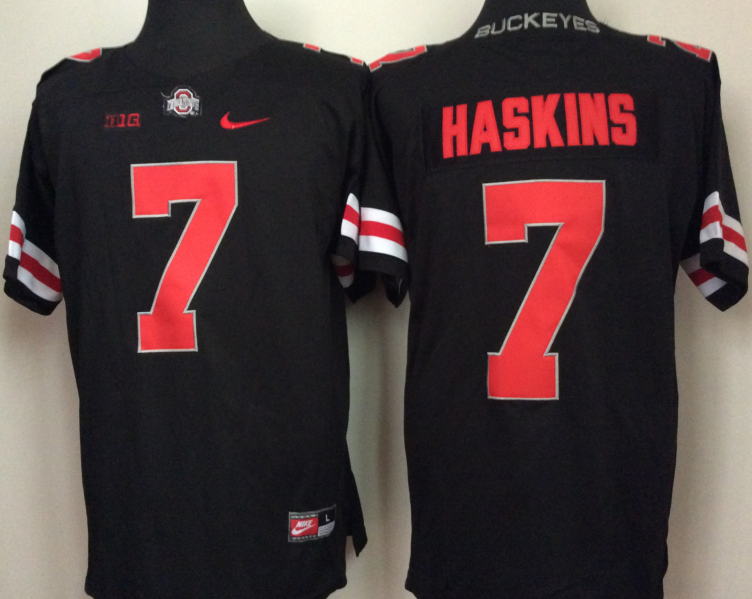 NCAA Men Ohio State Buckeyes Black #7 haskins->ncaa teams->NCAA Jersey